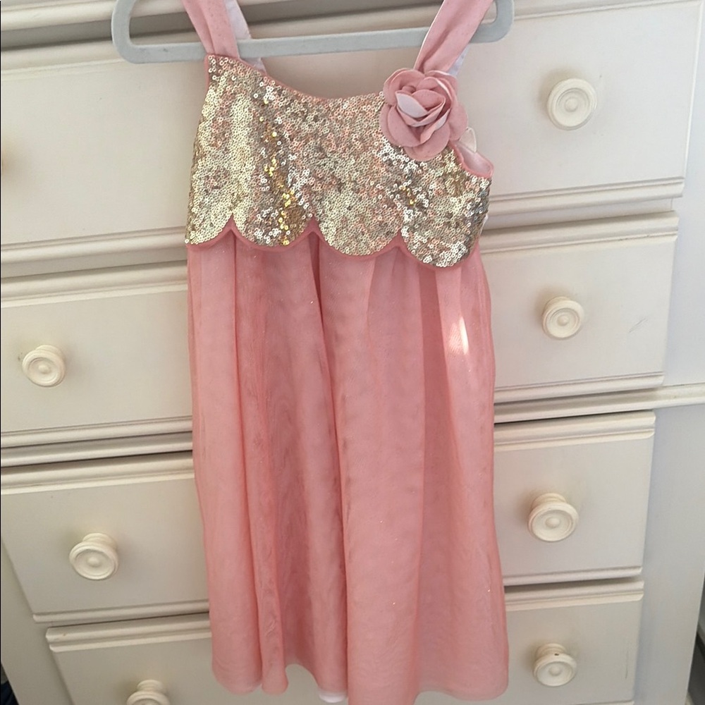 H&M Girls size 3/4T Pink Sequin Bodice Flower Dress